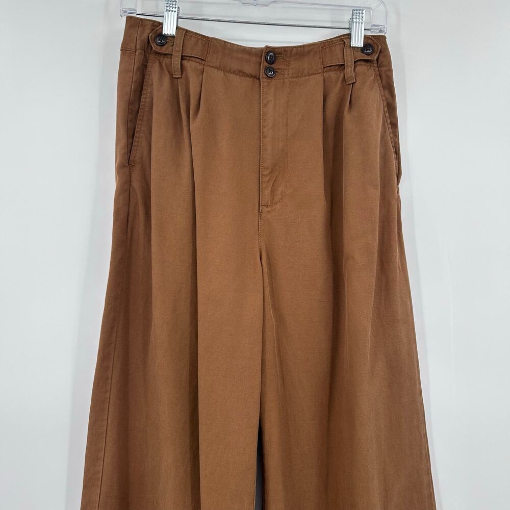 Madewell The Harlow Wide-Leg Pant Brown Lyocell Linen Blend High Rise Size 2 - Picture 5 of 12